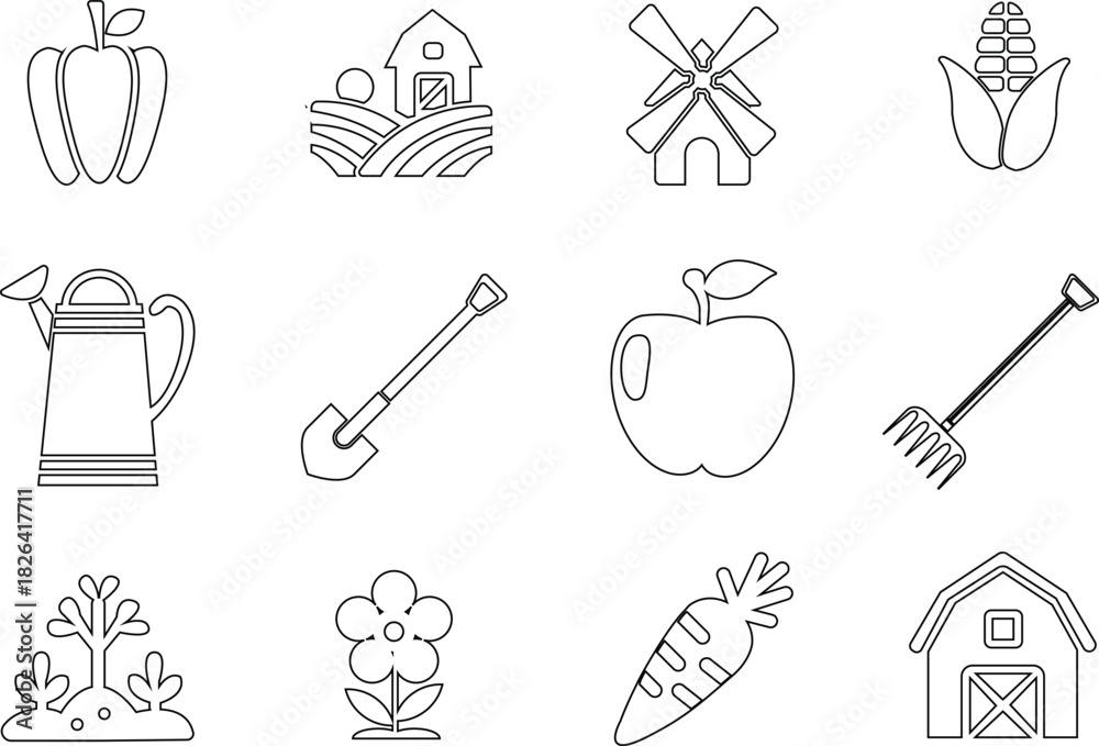 Fototapeta premium Agricultural icon set