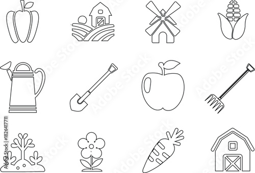 Agricultural icon set