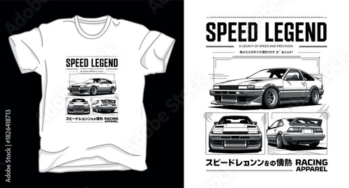 Speed legend drifting car graphic vector art t-shirt design print template