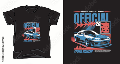 Official drifting car graphic vector art t-shirt design print template