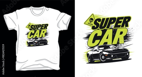 Drifting super car graphic vector art t-shirt design print template