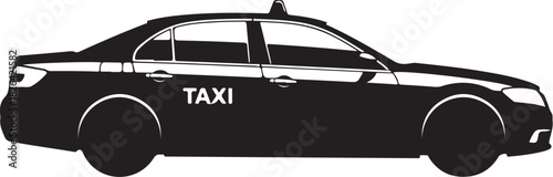 Black taxi car silhouette with taxi sign and light strip