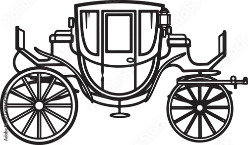 Elegant horse-drawn carriage outline illustration vector art graphic