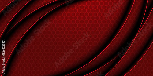 Abstract red steel mesh background with red glowing lines with free space for design. Modern technology innovation concept background.
