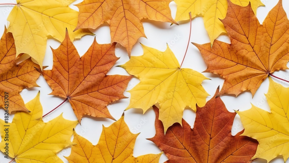 Obraz premium Vibrant autumn maple leaves creating a natural warm pattern during the fall season background