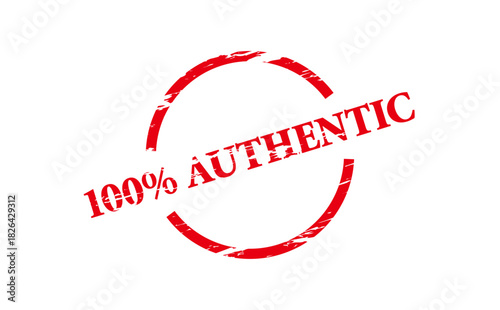 100% AUTHENTIC - Red Rubber Stamp with text 100% AUTHENTIC
