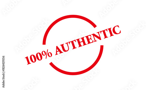 100% AUTHENTIC - Red Rubber Stamp with text 100% AUTHENTIC
