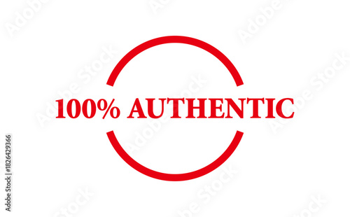 100% AUTHENTIC - Red Rubber Stamp with text 100% AUTHENTIC
