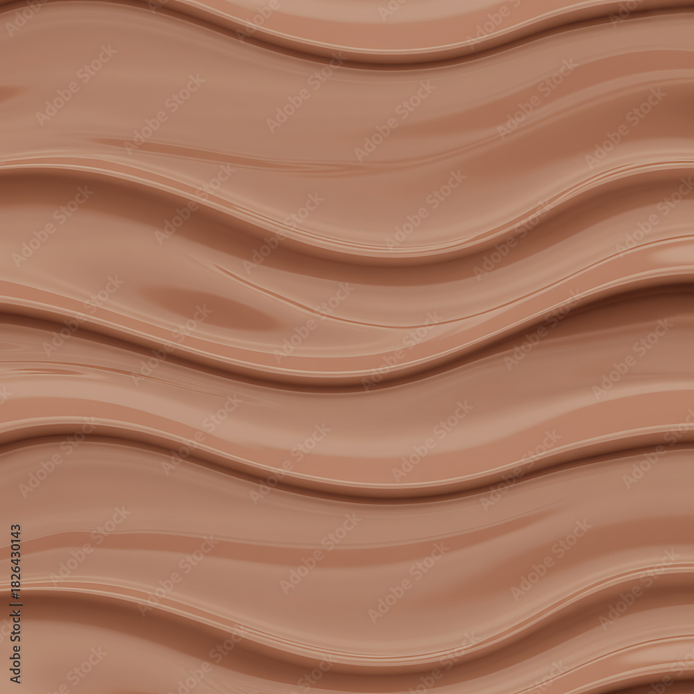 Fototapeta premium Abstract wavy pattern of smooth, flowing brown liquid or cream texture