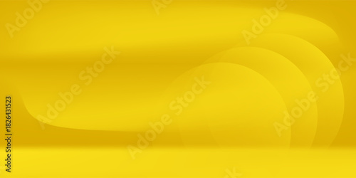 Yellow limbo background. 3d abstract studio room. Yellow gradation gradient empty wall backdrop. Back ground horizontal mockup product presentation. Empty scene platform.