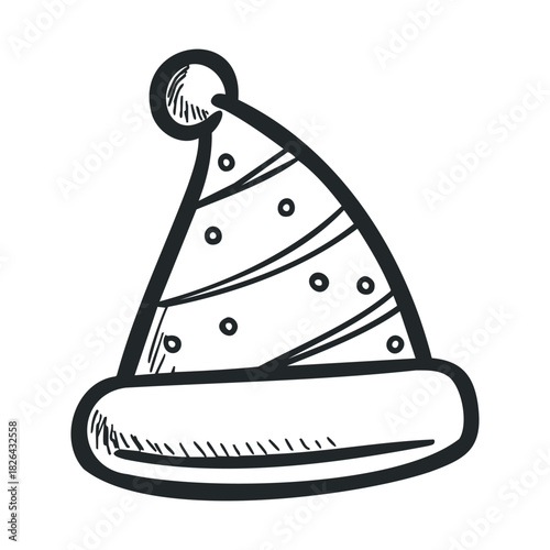 Sketch of a patterned conical party or holiday hat