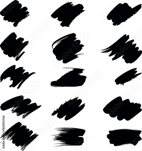 Paintbrush stroke silhouette vector design with colorful ink splatters and artistic flair