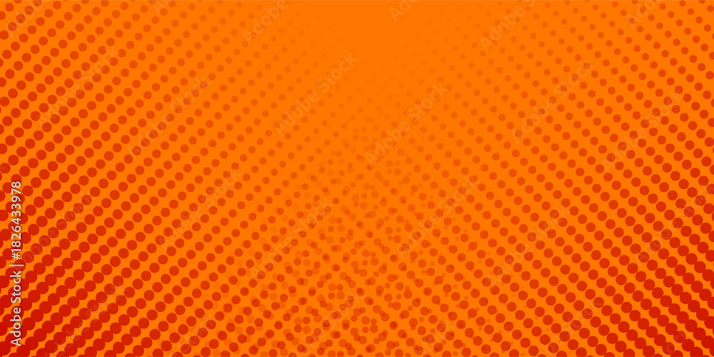Fototapeta premium Dots halftone orange color pattern gradient texture with technology digital background. Dots pop art comics with summer background.