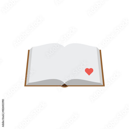 Open book with a small red heart on the right page