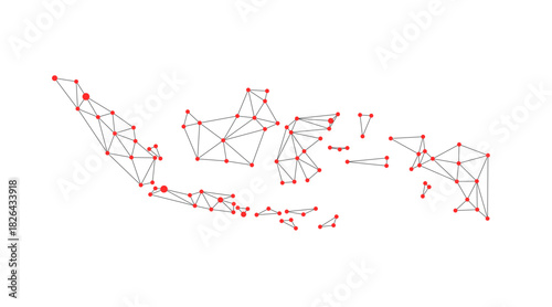 Indonesia map. Abstract polygon map - connection dots mesh lines.