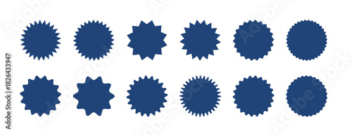Starburst sticker set. Collection of sunburst badges, deal tags, price tag or quality seal. Flat design vector elemens.