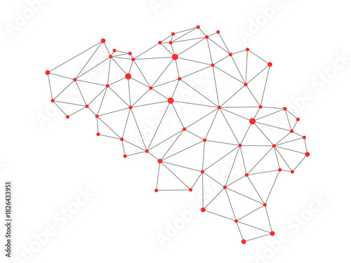 Belgium map. Abstract polygon map - connection dots mesh lines.