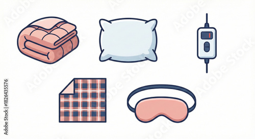 Essential items for a cozy and relaxing night's sleep, promoting ultimate comfort and peaceful rest