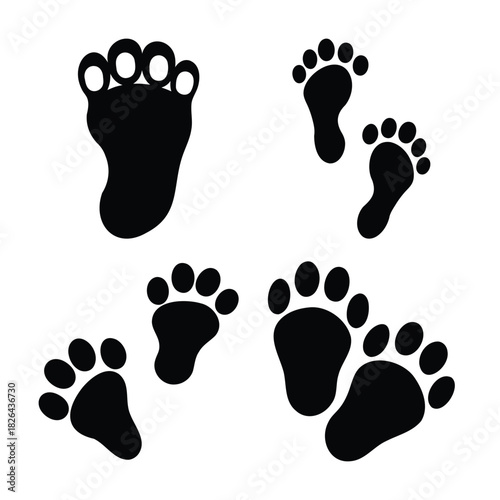 Black human footprint illustrations representing diverse steps.