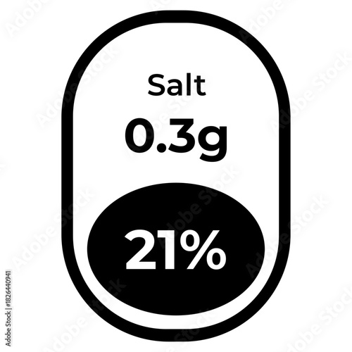 Salt nutrition label icon black and white vector illustration for food packaging isolated on white background