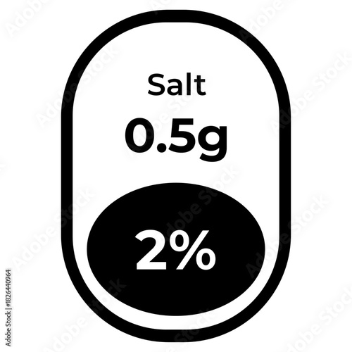 Salt nutritional label black and white vector icon for food packaging dietary information