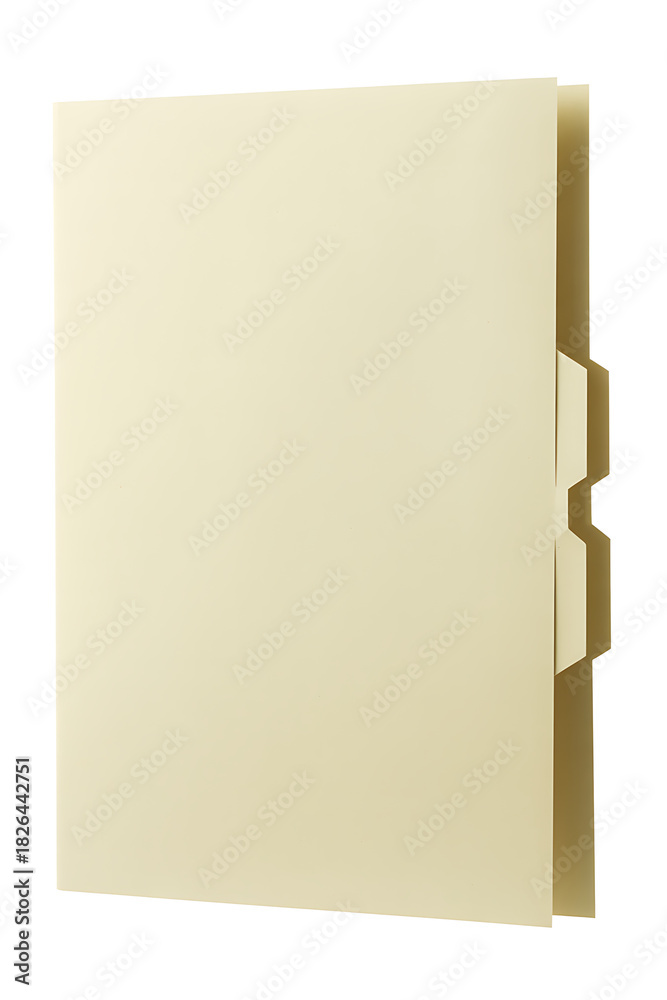 Fototapeta premium Manila file folder with multiple tabs for organizing documents, isolated on white background