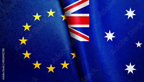 オーストラリアの国旗と欧州旗(Australia flag & EU flag.)

