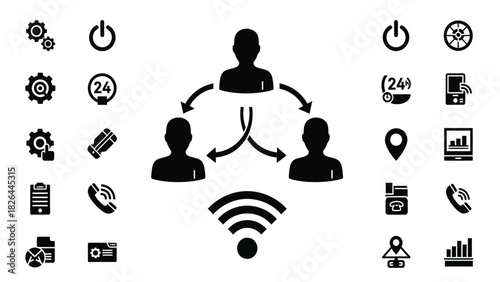 Universal Business, Technology, and Communication Glyph Icon Set