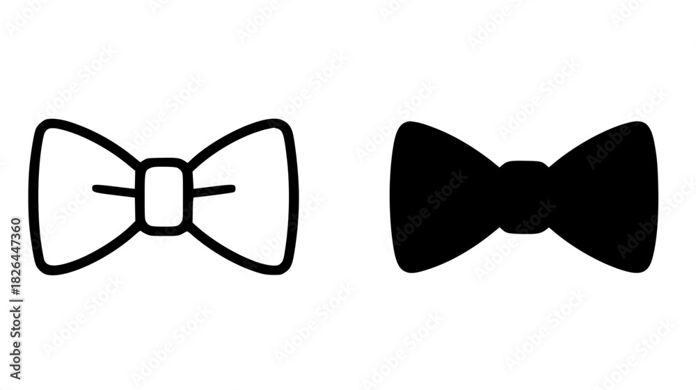 Fototapeta premium Vector illustration of bow tie, black and white, outline and silhouette