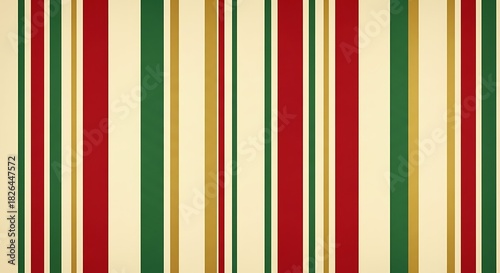 Festive holiday striped pattern with red green and gold lines
