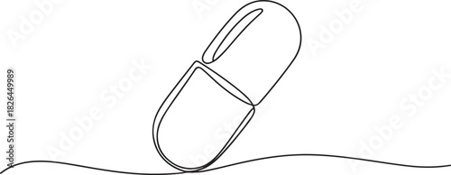 medicine tablet continuous one line drawing, Medicine Pills Single Line Icon, minimal Drawing of Medicine Pill Icon. Single Line Vector Illustration. one line Icon drawing