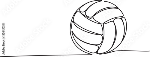 Volleyball Continuous Line Illustration, A single line drawing of a volleyball. ball for volleyball icon. Vector illustration, Volleyball drawing. one line Icon drawing