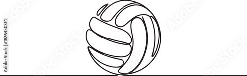 Volleyball Continuous Line Illustration, A single line drawing of a volleyball. ball for volleyball icon. Vector illustration, Volleyball drawing. one line Icon drawing