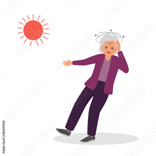 Dizzy senior woman fainting, falling down. Old senior person feeling unwell, unhealthy, dizziness, vertigo, headache. Elderly lady falls from weakness.