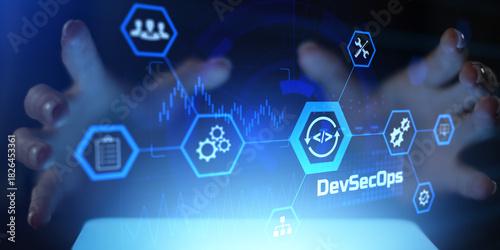 DevSecOps Integration and Secure Software Development Lifecycle Illustrated as Modern Technology Concept.
