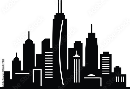 Modern City Skyline Silhouette VectorModern City Skyline Silhouette Vector