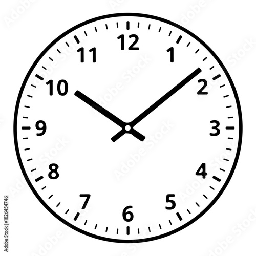 Simple vector illustration of an analog clock face with hour and minute hands, symbolizing time, schedule, planning, deadline, or punctuality. Available as vector, JPG, and high-resolution PNG file