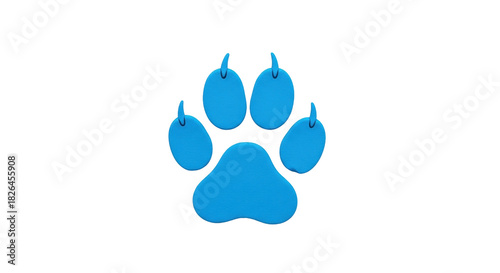 Isolated Blue Paw Print Illustration Icon, Cute Graphic Design, Animal, Cartoon, Nature, Kid, Playful