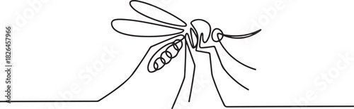 mosquito line art drawing vector, continuous line mosquito. mosquito drawn in one line. minimal vector illustration. one line Icon drawing