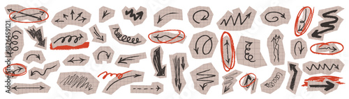 Comic paper collage bundle with hand drawn arrows and doodle elements.