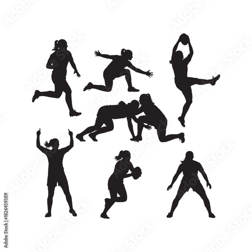 Women's Rugby Silhouette Vector Set