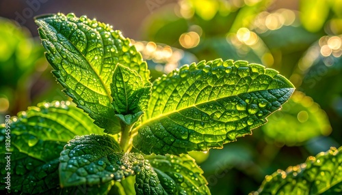 Close up of fresh mint leaves