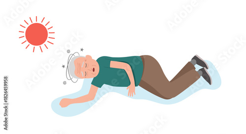 Dizzy senior woman fainting, falling down. Old senior person feeling unwell, unhealthy, dizziness, vertigo, headache. Elderly lady falls from weakness.