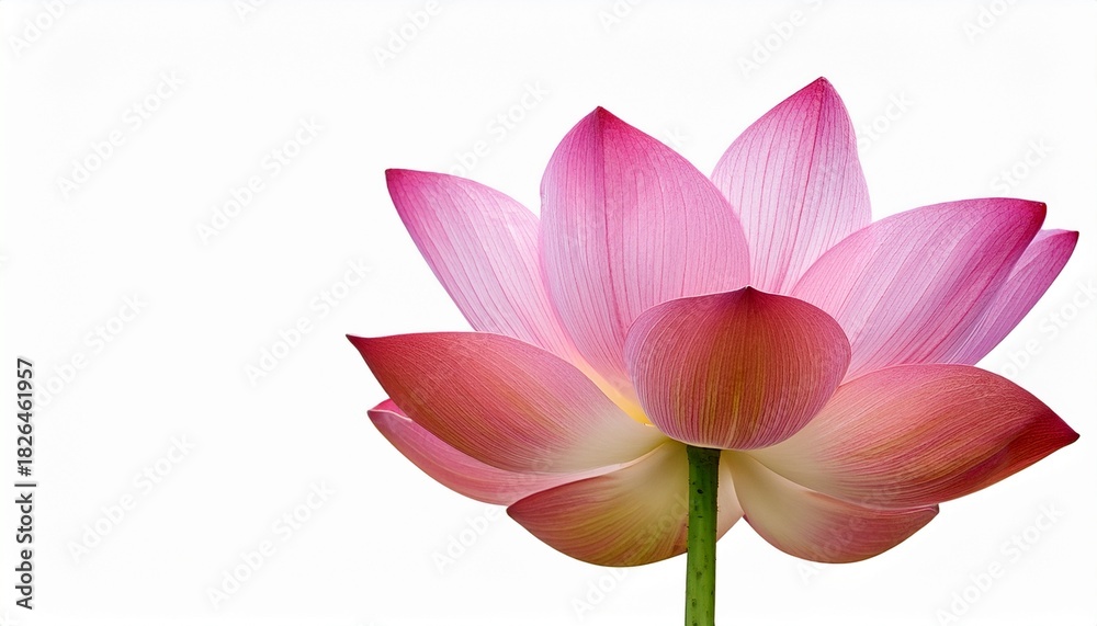 Fototapeta premium Elegant Pink Lotus Flower Blossom Against a Pure White Background