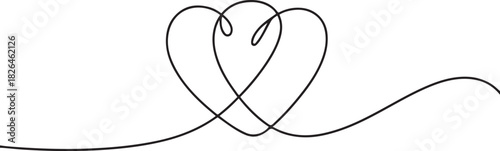 Hearts. Continuous line art drawing. Friendship concept. Best friend forever. one line Icon drawing