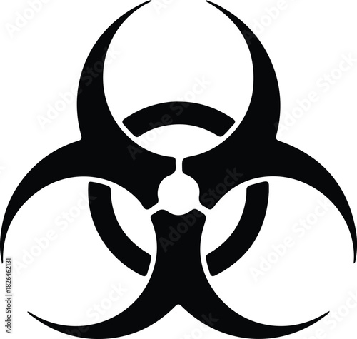 Illustration Biohazard symbol black and white warning sign silhouette vector