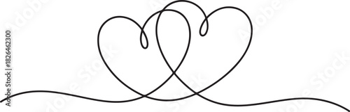 Hearts. Continuous line art drawing. Friendship concept. Best friend forever. one line Icon drawing
