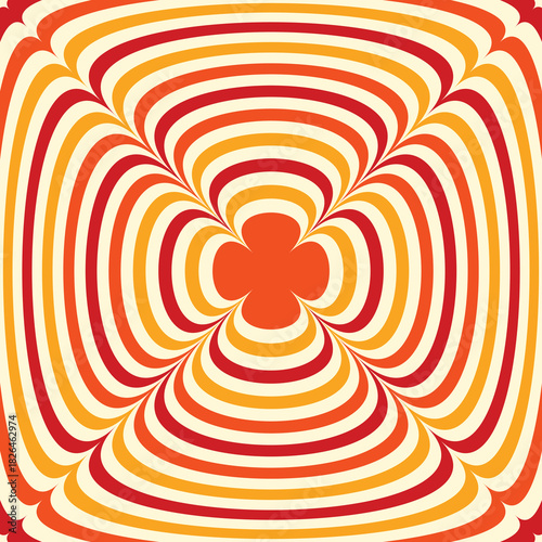 Optical illusion Psychedelic shapes in orange, mustard yellow and red shapes illustration. For web designs , backgrounds and banners