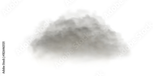 Grey fog cloud on white background. Smog realistic effect.
