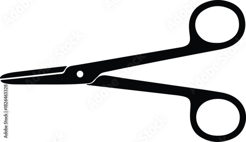 Illustration black surgical medical scissors silhouette vector